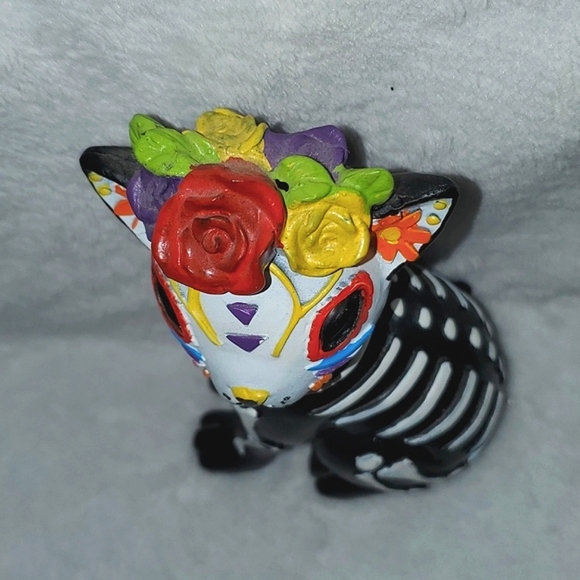 Day of the Dead Sugar Sugar Skull Cat Figurines Pair of Two - Picture 7 of 8